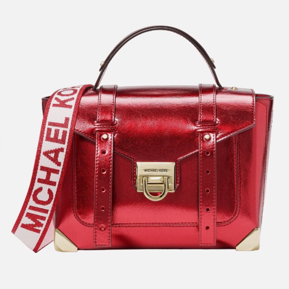 Michael Kors Manhattan Medium Metallic Satchel